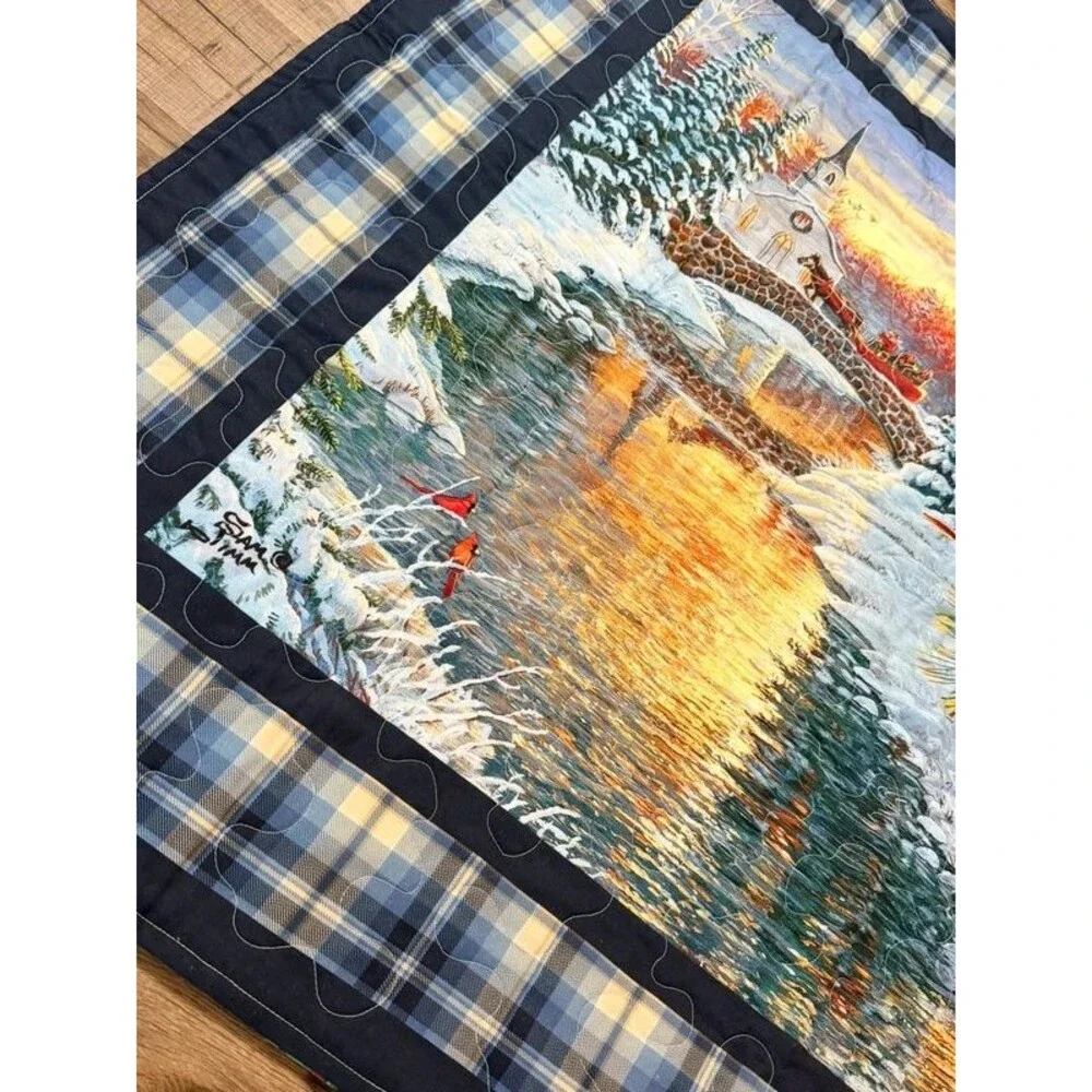 Handmade Cardinal Winter Lap Quilt Machine Quilted Throw Blanket 34” x 41.5”